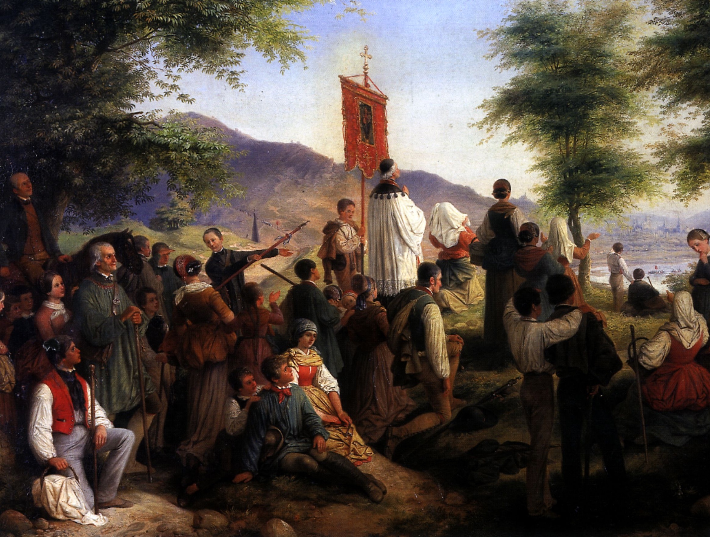 Lasinsky’s painting of pilgrims gathering on a hillside during the Holy Tunic pilgrimage to Trier in 1844.