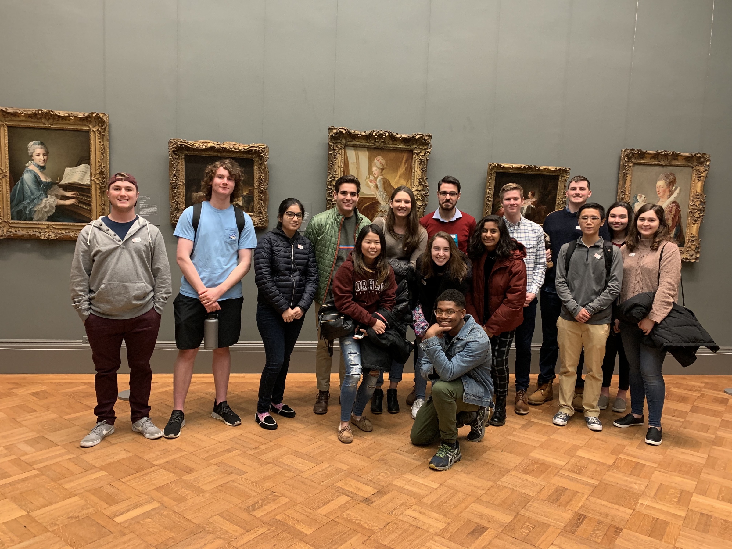 Glauco Schettini with students from his early modern Europe course at the Metropolitan Museum of Art.